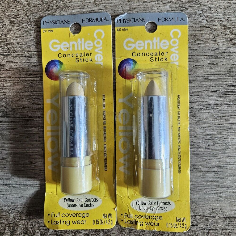 2 x Physicians Formula Gentle Cover Concealer Stick, yellow 837